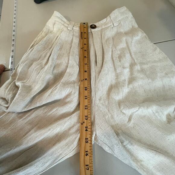 Mable Cream Linen Blend Wide Leg Pleated Pants Women's Large Minimalist Coastal - Picture 12 of 15